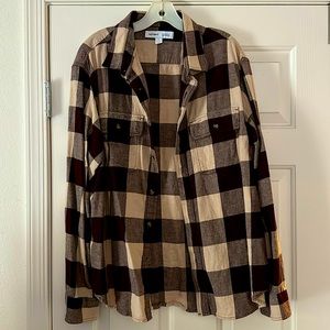 Old Navy - Flannel - Tan / Burgundy - XL